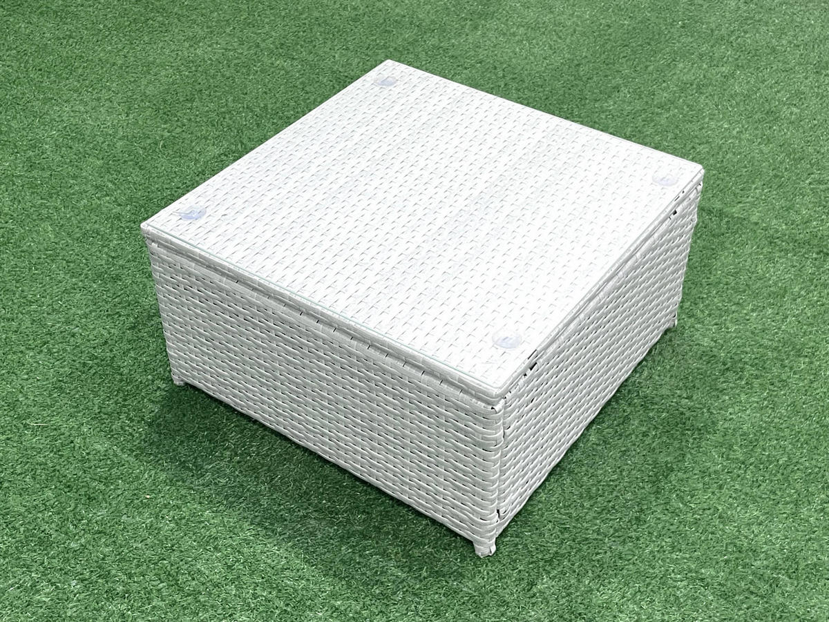 GARTENMÖBEL-SET mit Kissen Polyrattan Hellgrau-Mix 9-Sitzer - Hellgrau/Grau, Glas/Kunststoff - Fimous