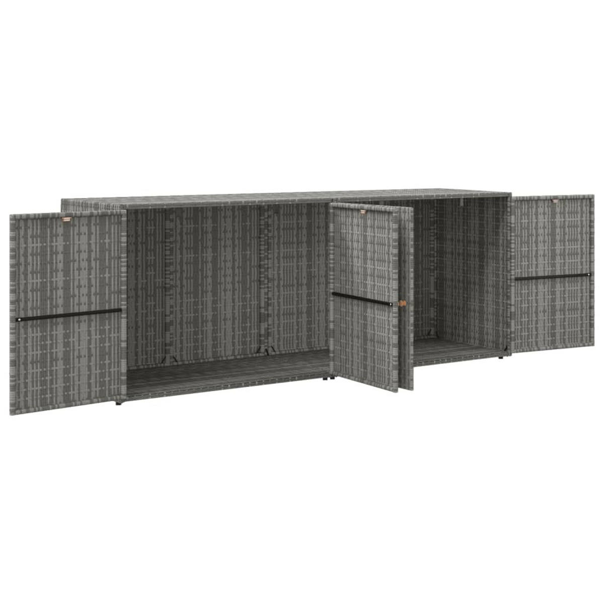 GARTENSCHRANK Grau 198/55,5/80 Cm Poly Rattan - Grau, Holzwerkstoff (55.5/80/198cm) - vidaXL