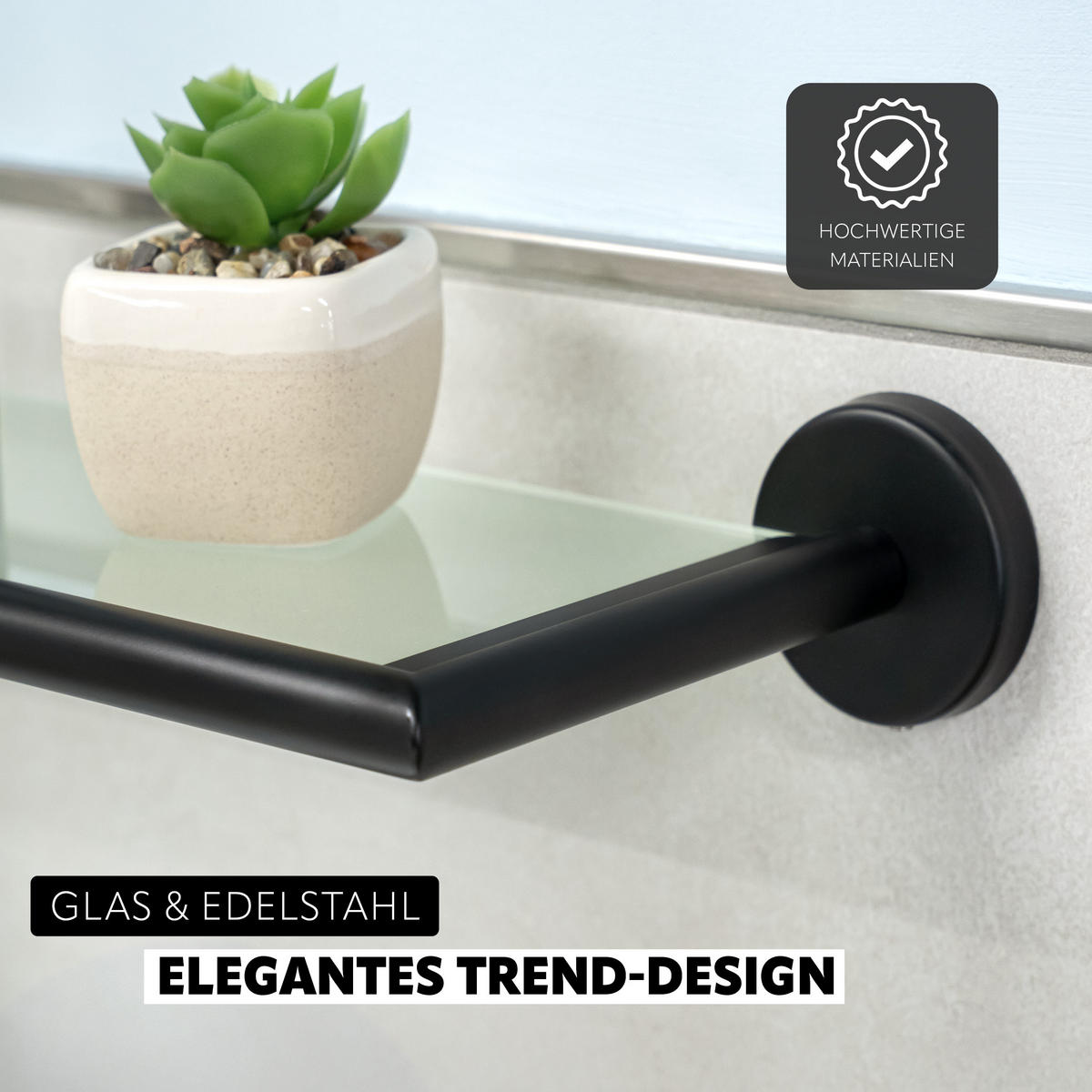 GLASABLAGE PIAZZA BLACK, Glas und Edelstahl, schwarz - Schwarz, Metall (54/6/14cm) - bremermann