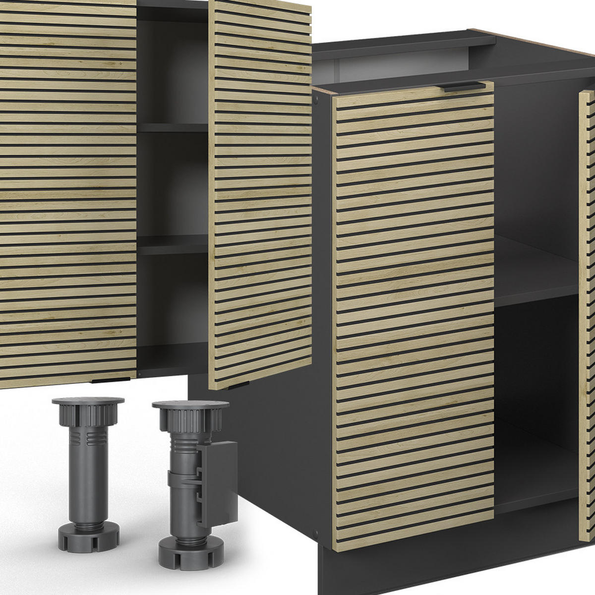 KUCHYŇSKÝ KOUT Fame-Line Dubový panel/antracit - antracitová/barva dubu, kompozitní dřevo (300/81.6/60cm) - Vicco