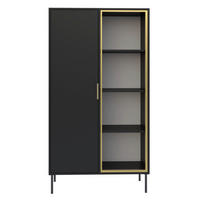 VITRINE Vena Schwarz 90 cm - Goldfarben/Schwarz, Holzwerkstoff/Kunststoff (90/160.2/40cm) - Selsey