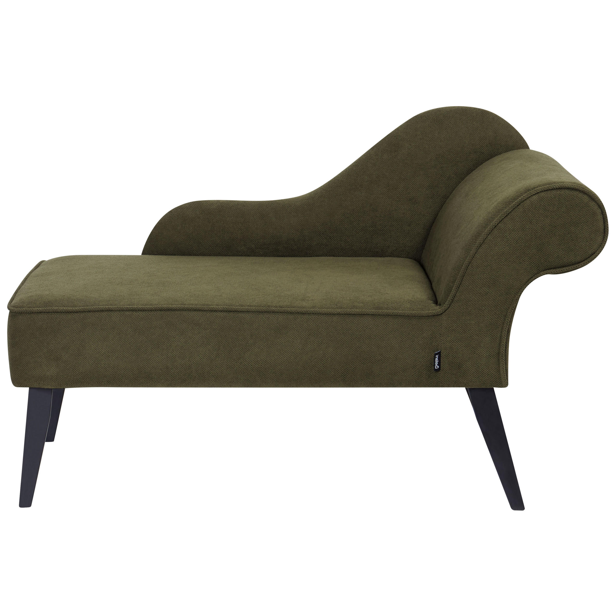 CHAISELONGUE olivgrün rechtsseitig Biarritz - Schwarz/Grün, Textil (118/77/60cm) - Beliani
