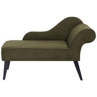 CHAISELONGUE olivgrün rechtsseitig Biarritz - Schwarz/Grün, Textil (118/77/60cm) - Beliani
