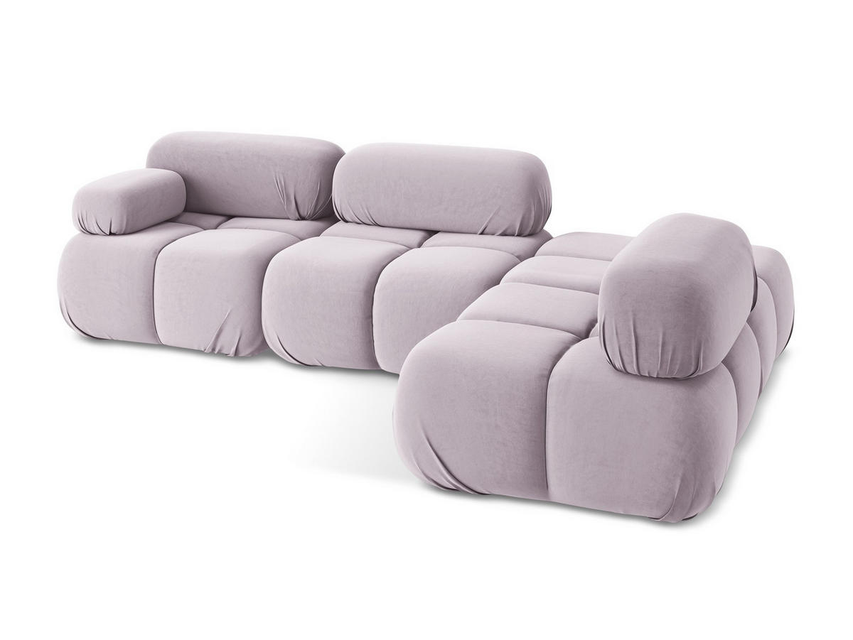 ECKSOFA Rechts Samt Stoff Violett - Lila/Flieder, Kunststoff/Textil (285/190cm) - Makamii