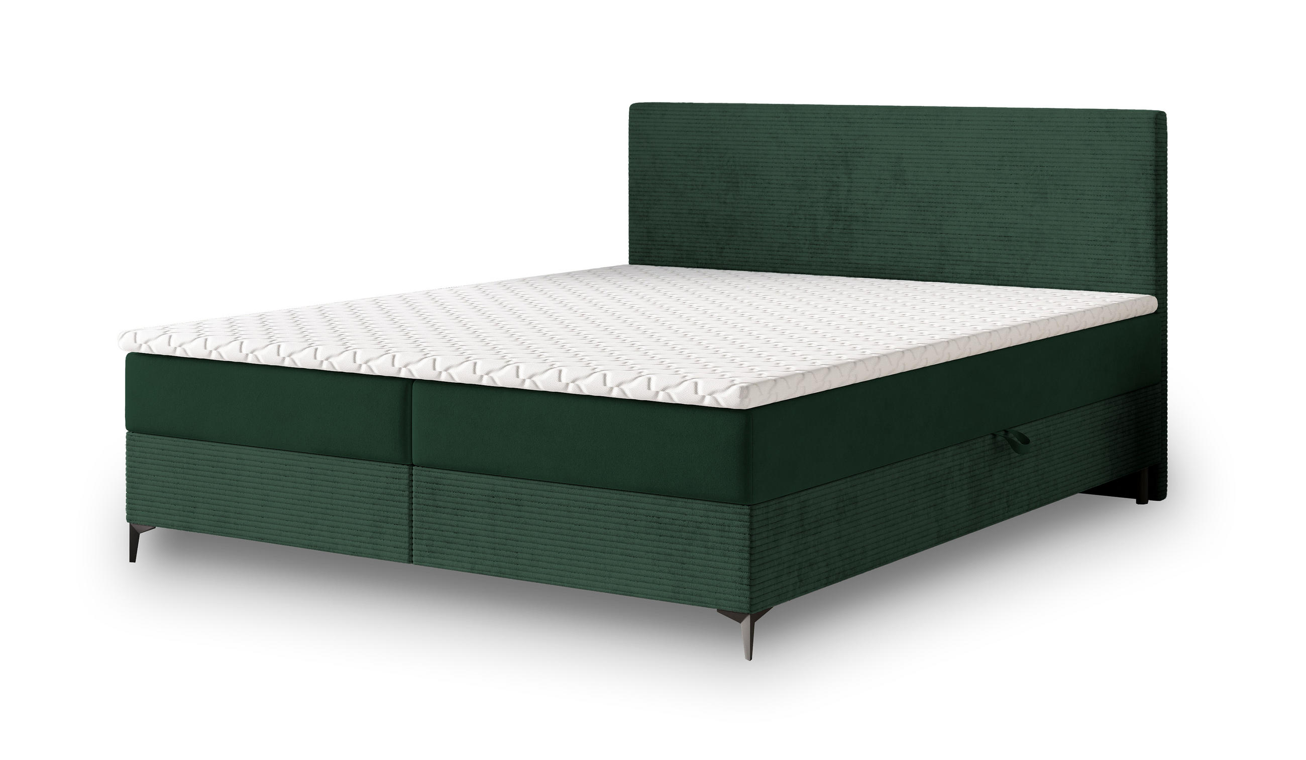 BOXBETT TORREL 160x200 cm mit Matratze und Topper - Grün - Grün, Holz (160/200cm) - MASSENO