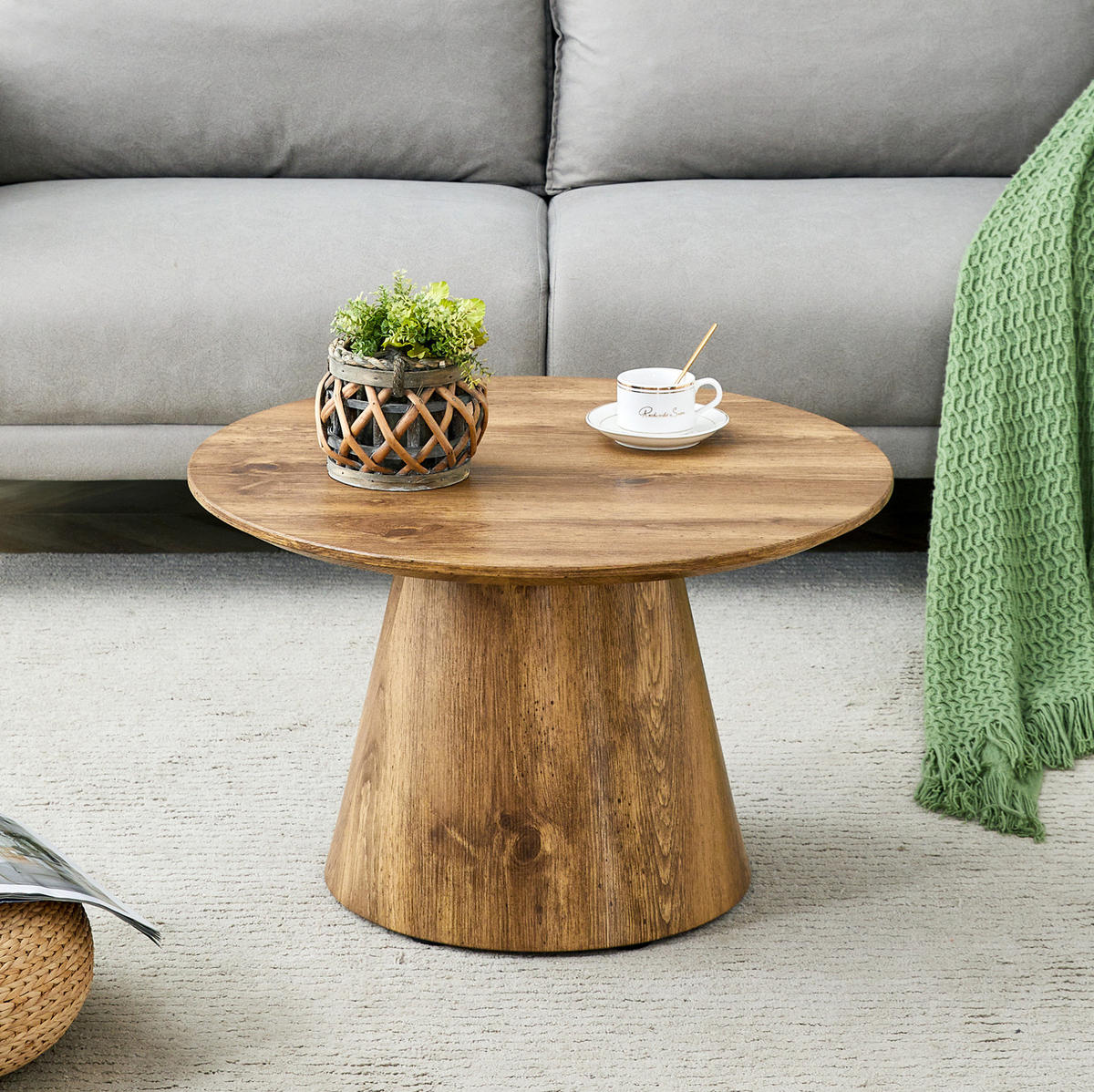 KONFERENČNÍ stolek 60/60/35 cm hnědý z MDF s dekorem dřeva - přírodní, kompozitní dřevo (60/60/35cm) - OKWISH