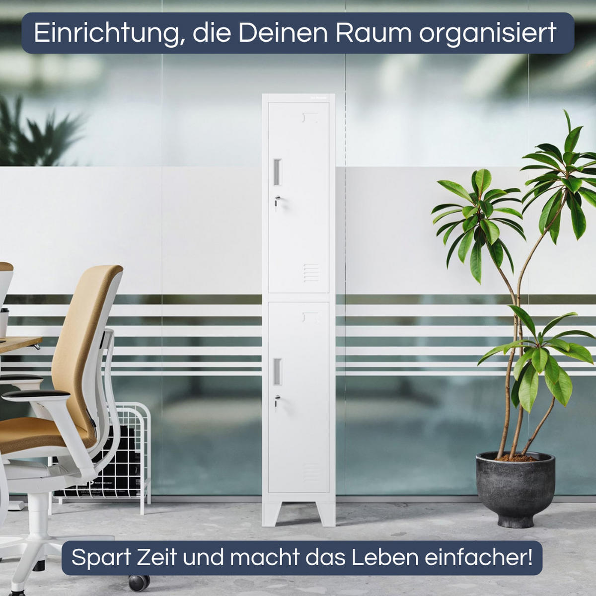 UMKLEIDESCHRANK Spind BERLIN 2 Abteile 172x29,2x45cm Weiß - Weiß, Metall (29.2/172/45cm) - DELUKE