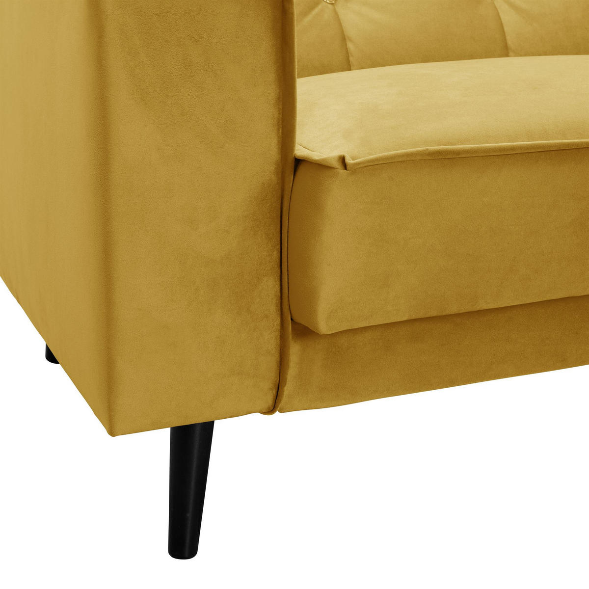 SOFA 3-Sitzer mit Bettfunktion Kaycee Samtvelours mais - Currygelb, Kunststoff (78/84/240cm) - 58aufmkessel