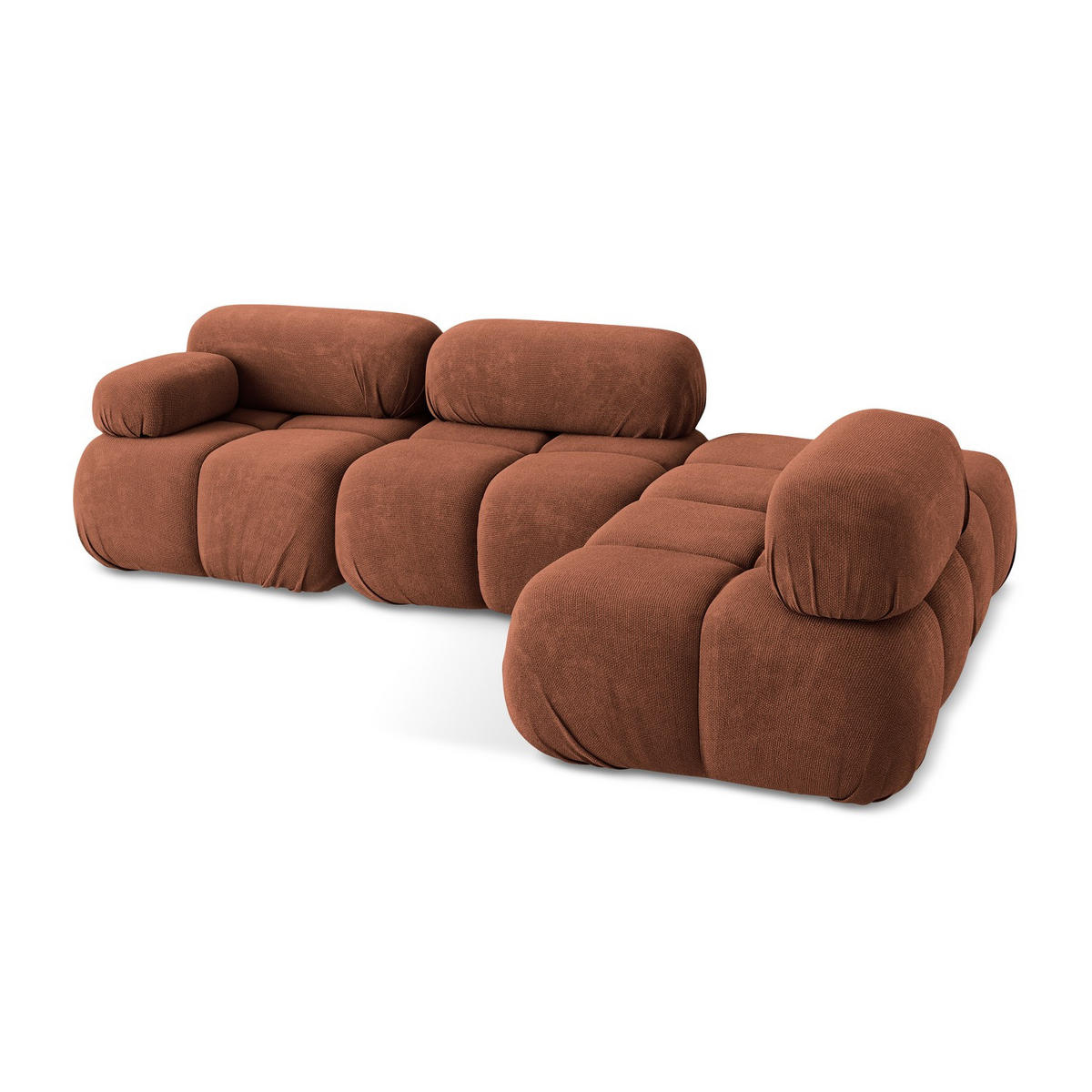 ECKSOFA Rechts Chenille Stoff Orange - Terracotta/Schwarz, Kunststoff/Textil (285/190cm) - LaMiaSofa
