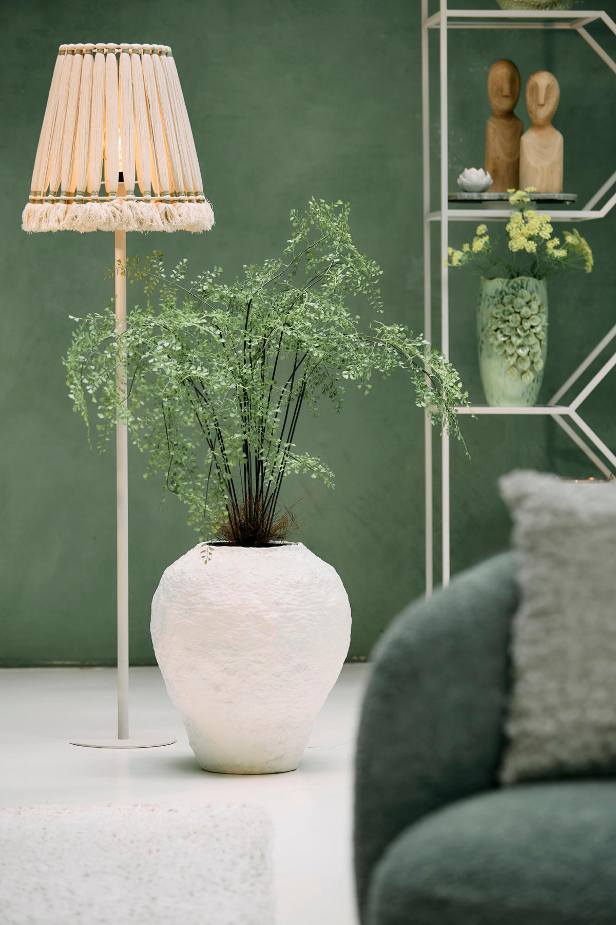 LAMPENSCHIRM Loa Weiß Ø41/42 cm - Weiß, Textil (41/41/42cm) - Light & Living