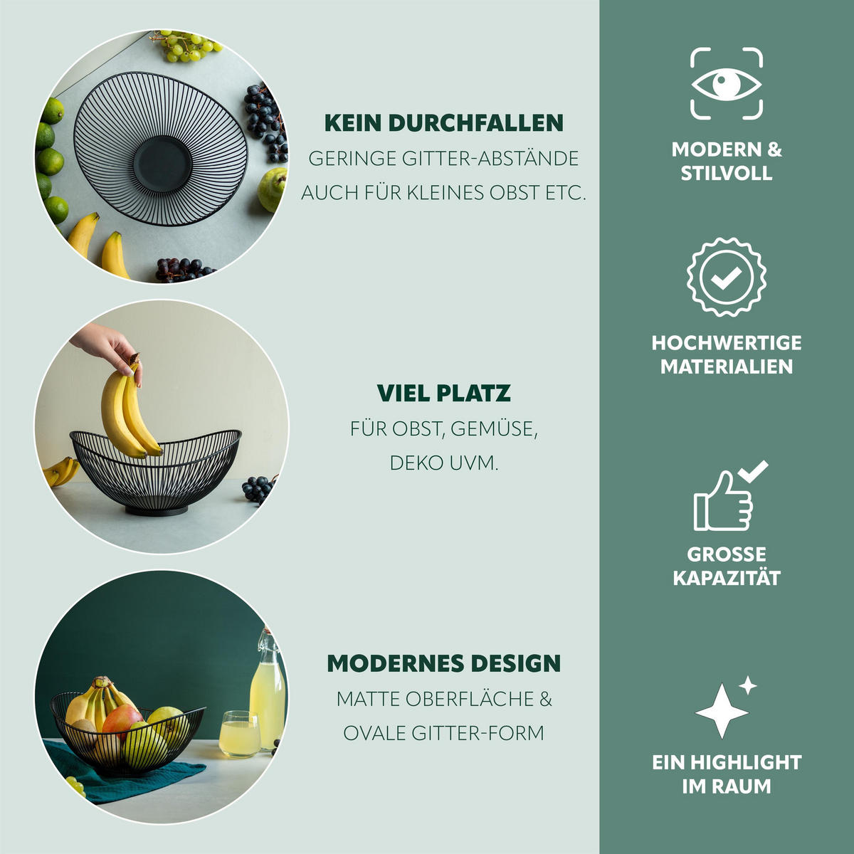 OBSTSCHALE, schwarz, Metall - Schwarz, Metall (13.5cm) - bremermann