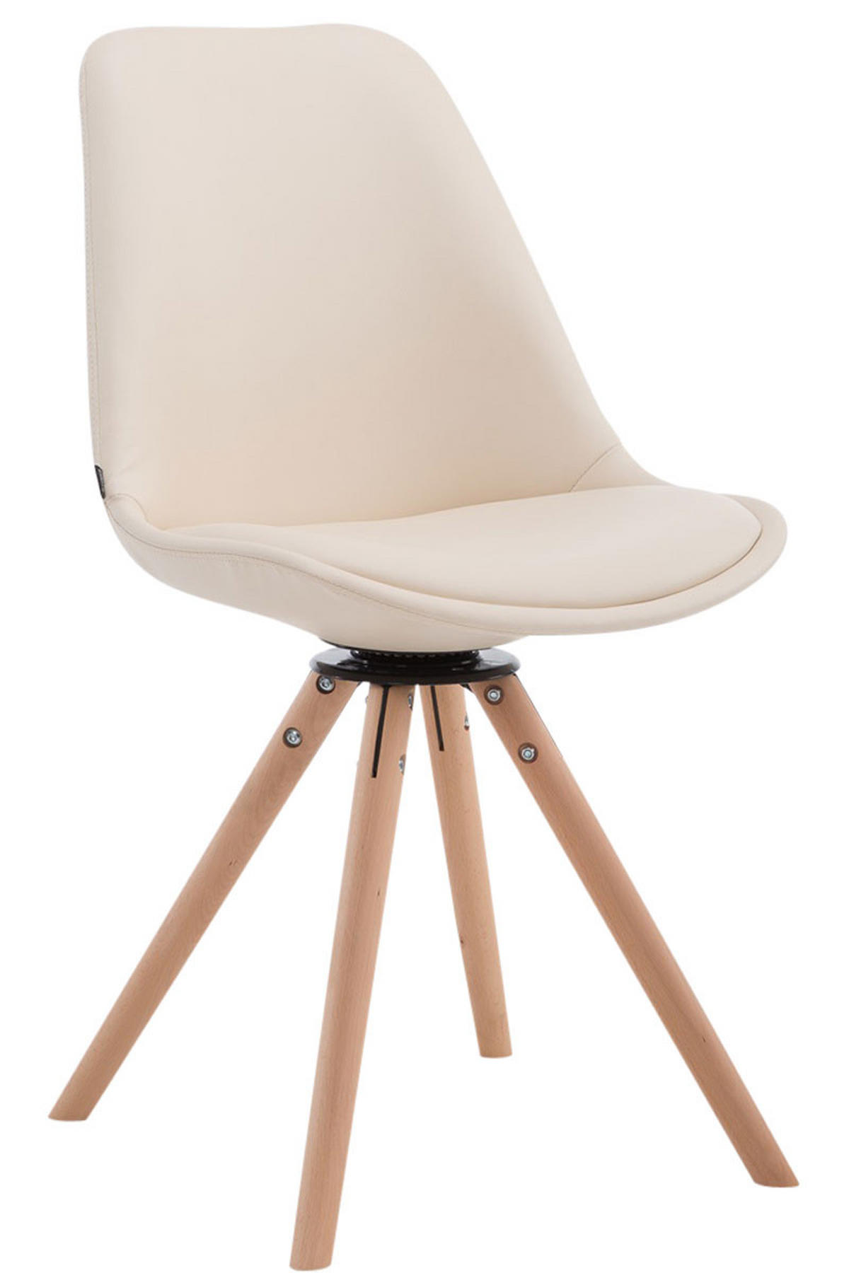 BESUCHERSTUHL Osaka Kunstleder Creme Rund Konferenzstuhl Bürostuhl - Creme, Leder (48/84/56cm) - DELUKE