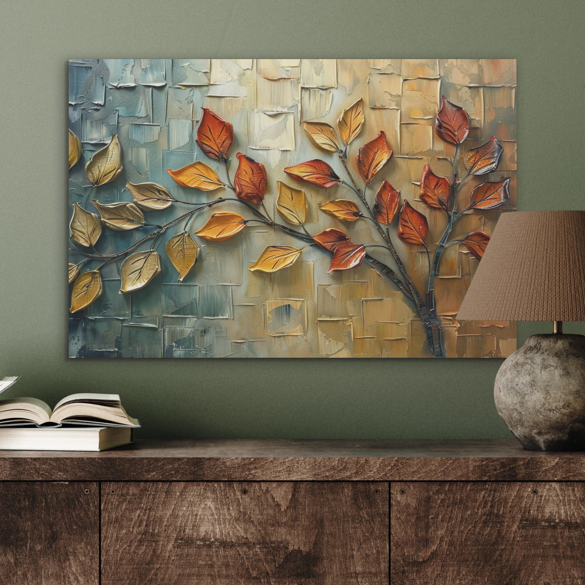 AKUSTIKBILD Baum - Abstrakt - Natur - Kunst Wanddeko 70x50 cm - Goldfarben, Kunststoff (70/50/0.9cm) - MuchoWow