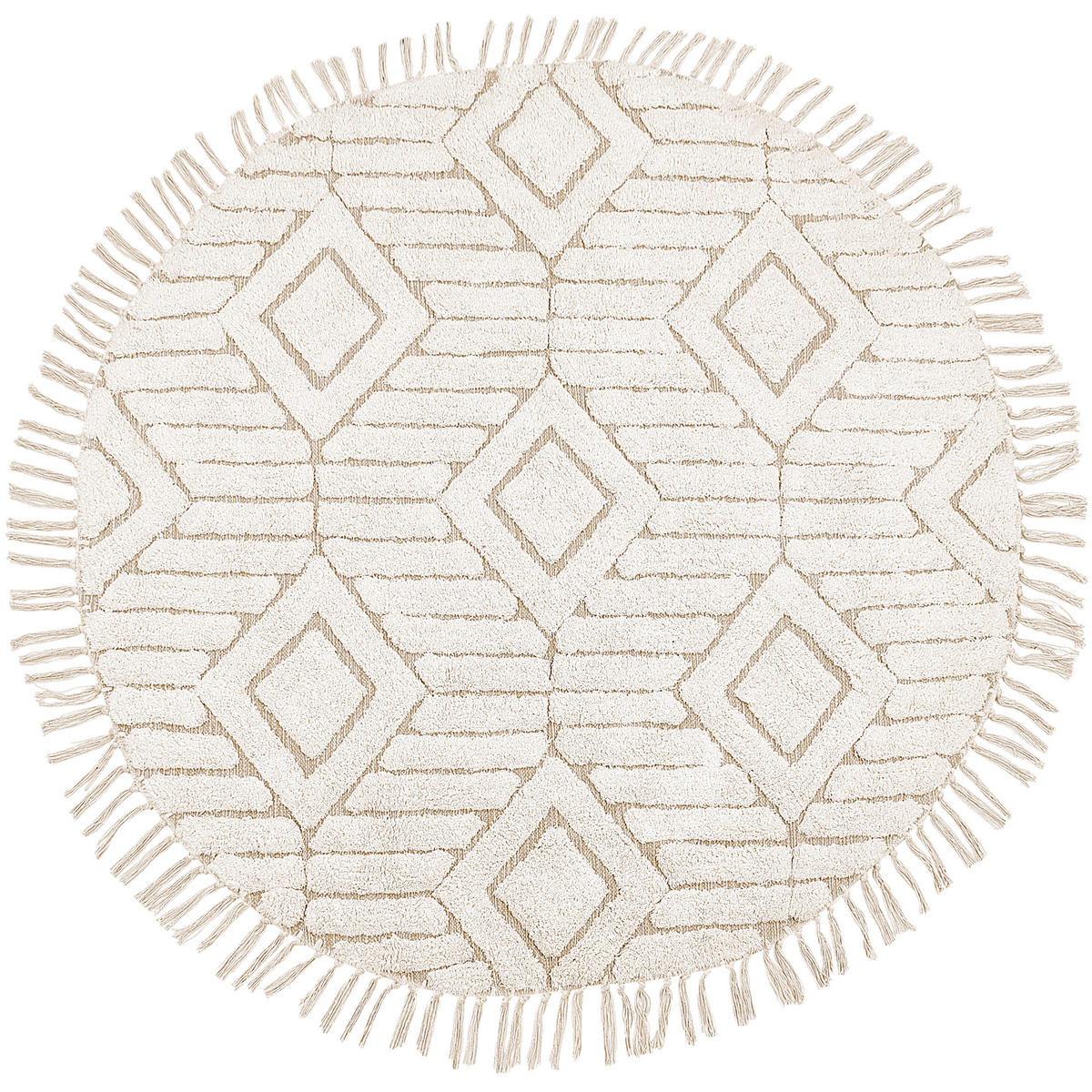 TEPPICH geflochten Horasan 140/140 cm - Beige, Textil (140/140cm) - Beliani