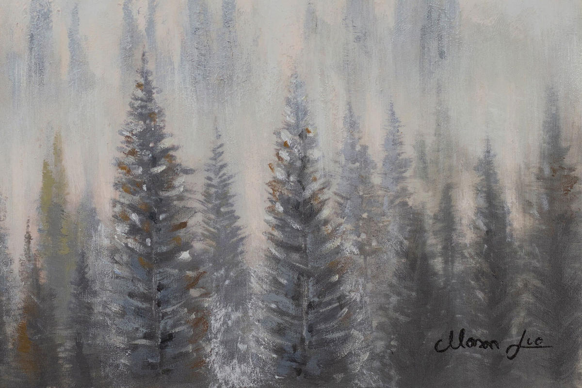 ACRYLBILD HANDGEMALT 90/60 cm - Weiß/Grün, Holz/Textil (90/60cm) - KUNSTLOFT