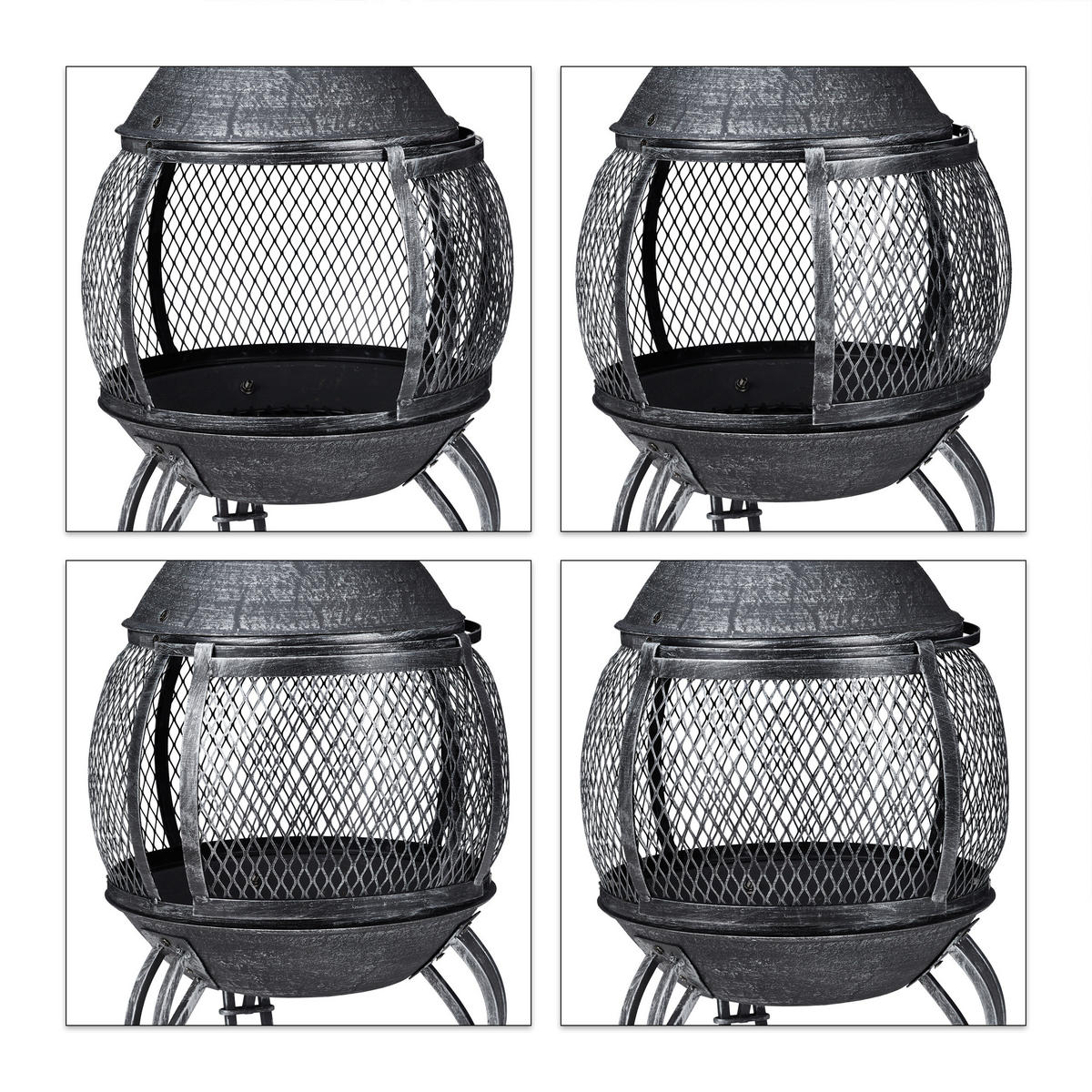 AZTEKENOFEN - Grau, Metall (45/89/45cm) - Relaxdays