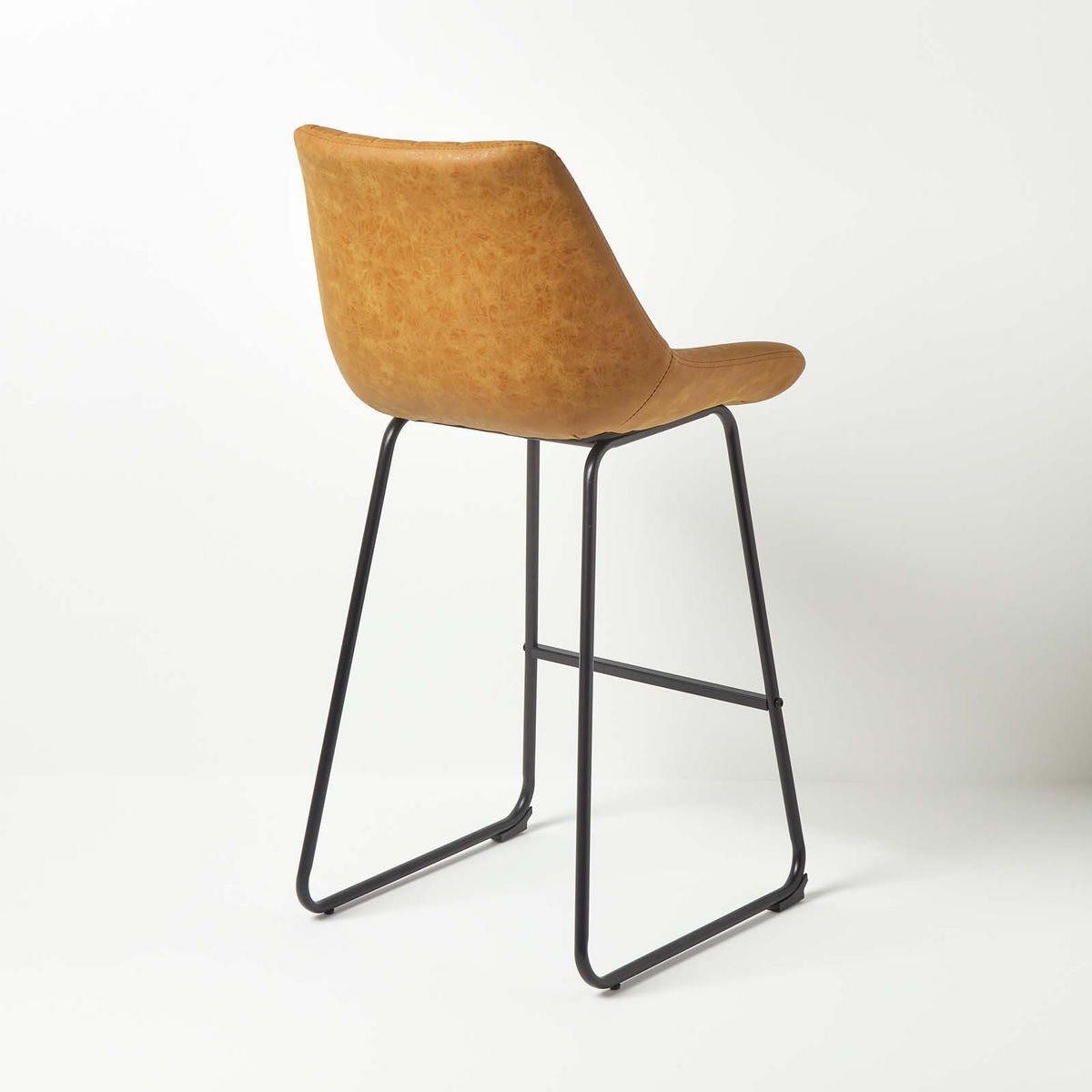 BARSTUHL Ascot, Kunstleder mit Rückenlehne - Bernsteinfarben, Textil (54/97/47cm) - Homescapes