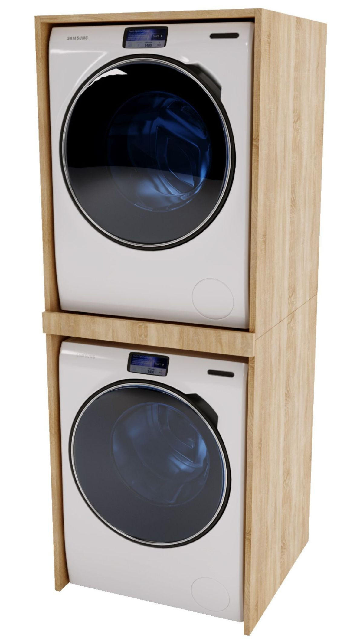 WASCHMASCHINENSCHRANK für Waschmaschine & Wäschetrockner 66/180/65cm - Beige, Holzwerkstoff (66/180/65cm) - CraftPAK