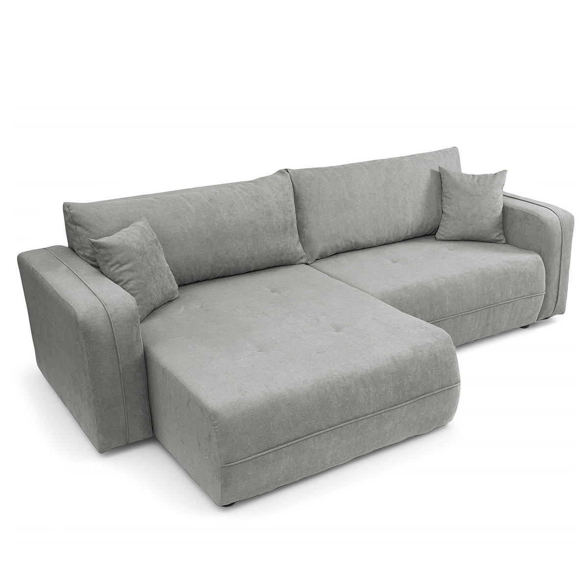 ECKSOFA mit Schlaffunktion - 244 cm - Schwarz/Grau, Kunststoff/Textil (244/145cm) - home24