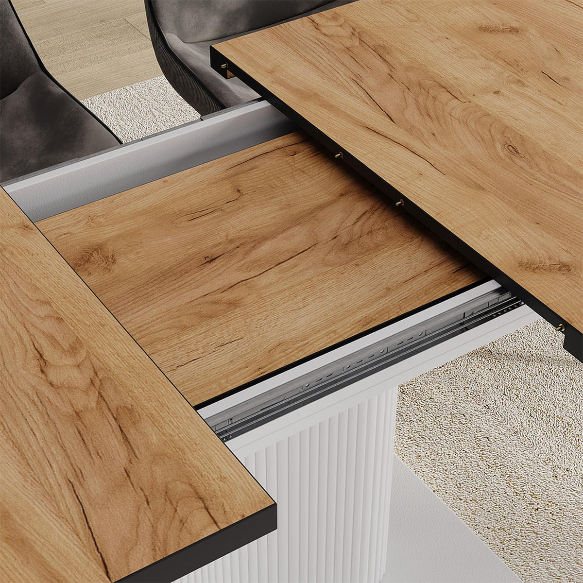 JÍDELNÍ STŮL Fenaro Černá/bílá - bílá/medově dubová, kompozitní dřevo (80/120/77.4cm) - Vicco