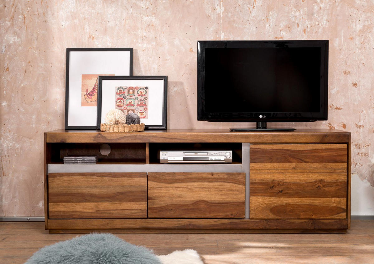 TV-BOARD Sheesham 180x40x60 noble unique lackiert SYDNEY #142 - Braun, Holz (180/60/40cm) - Massivmoebel24