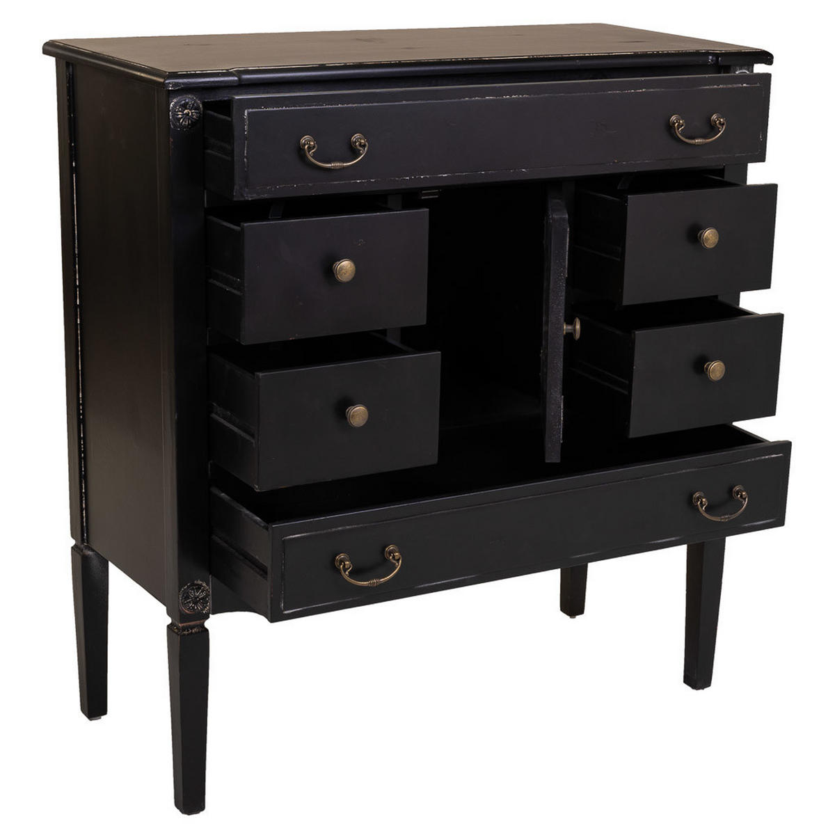 KOMMODE aus Holz 85x38x90 cm - Schwarz, Holzwerkstoff (85/90/38cm) - Wanderlust