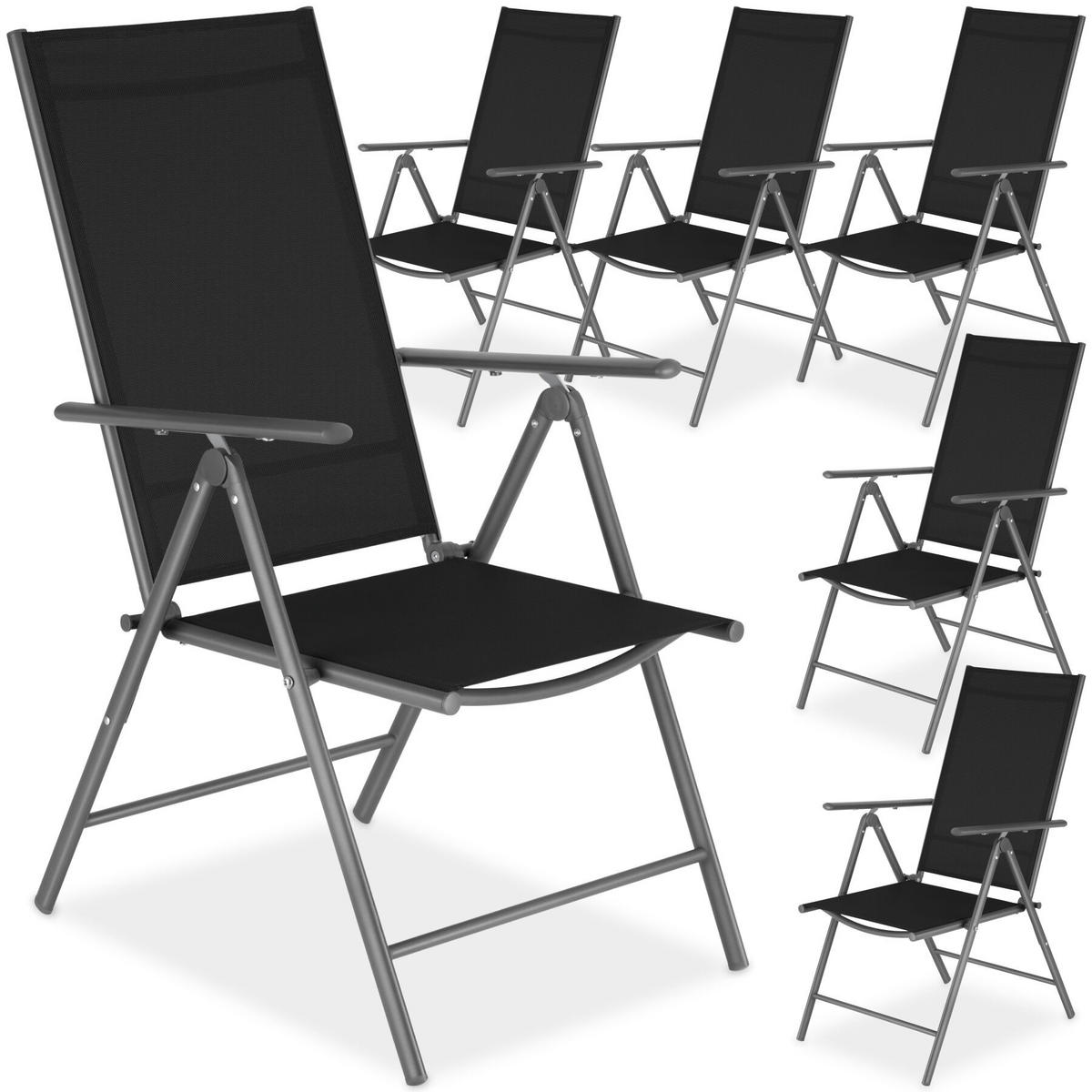 GARTENSTUHL 6er Set Marcellino, 54,5 x 65 x 107,5 cm, anthrazit - Anthrazit/Grau, Metall (54.5/107.5/65cm) - tectake