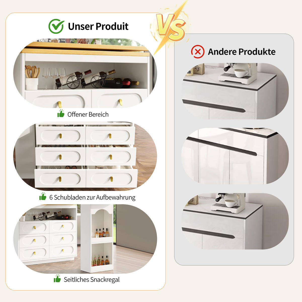 BARTISCH aus MDF, ausziehbar 137-203/39/90 cm mit 360° Drehfunktion & 6 Schubladen, Weiß - Weiß, Holzwerkstoff (39/90/137cm) - Redom