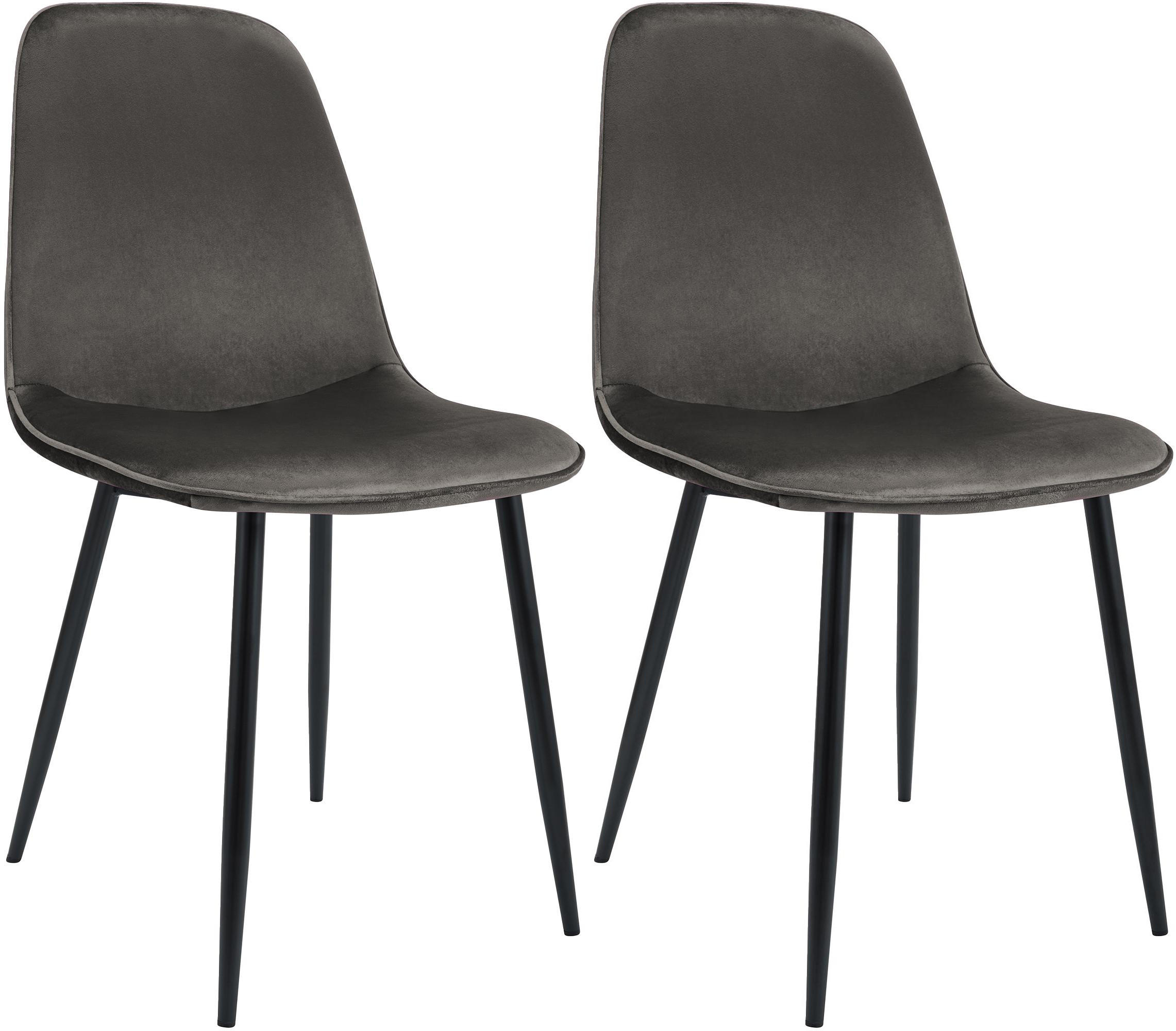 ESSZIMMERSTUHL 2er Set Samt Anthrazit - Anthrazit/Schwarz, Textil/Metall (45/88/54cm) - CLP