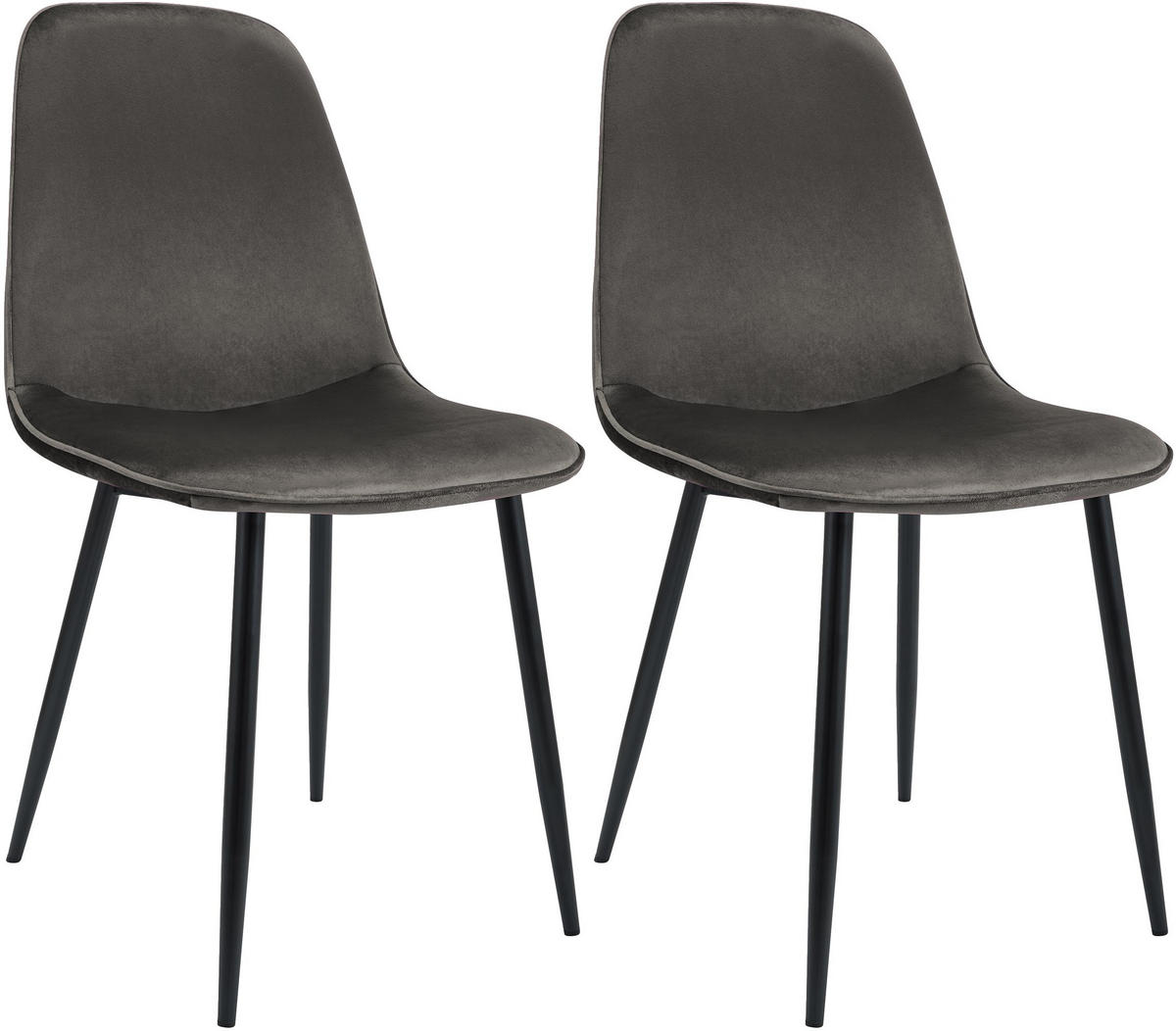 ESSZIMMERSTUHL 2er Set Samt Anthrazit - Anthrazit/Schwarz, Textil/Metall (45/88/54cm) - CLP