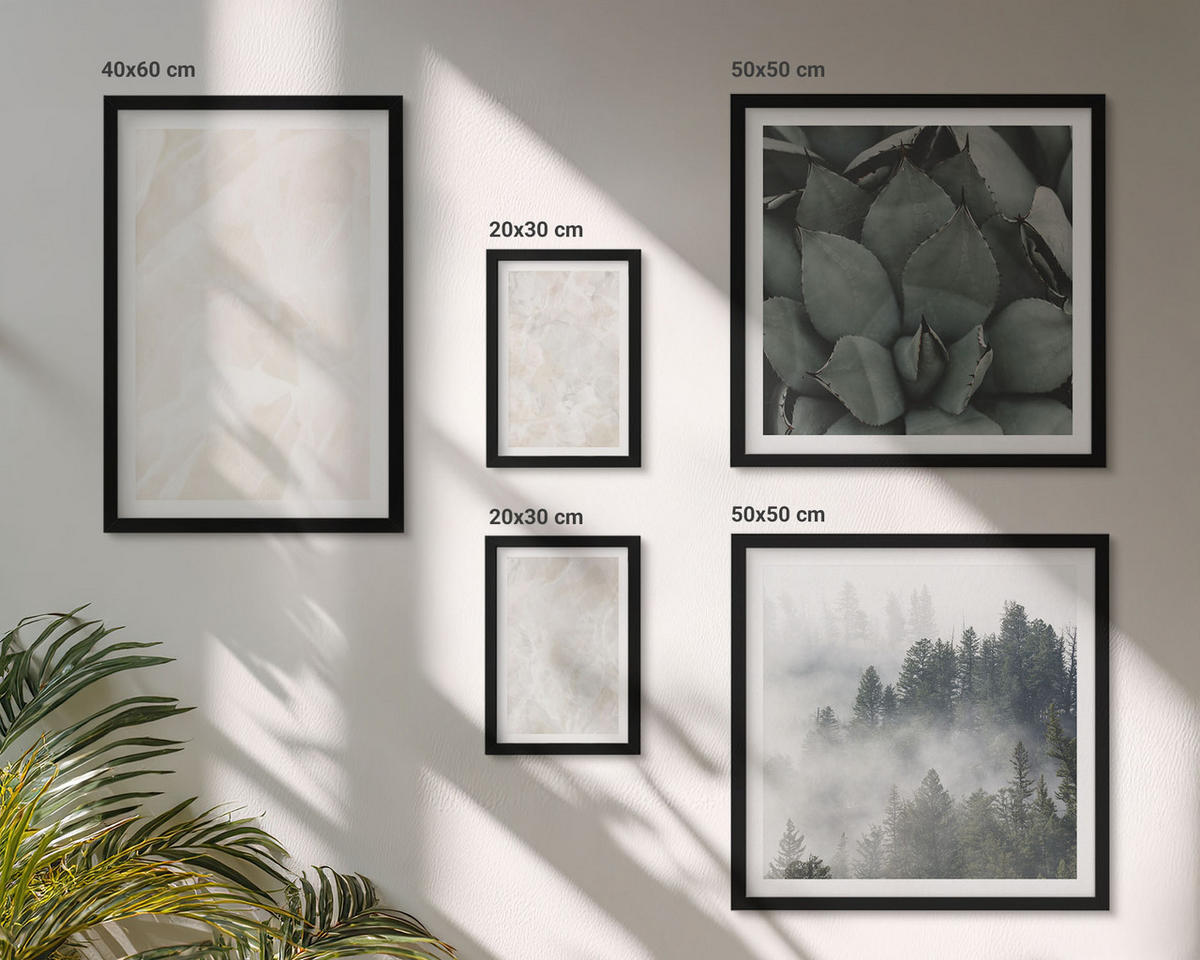 BILDER SET 5er Set - 50x50 cm & 20x30 cm & 40x60 cm Schwarzer Rahmen - Steinpastellmarmor - Schwarz, Kunststoff (40/60cm) - TULUP