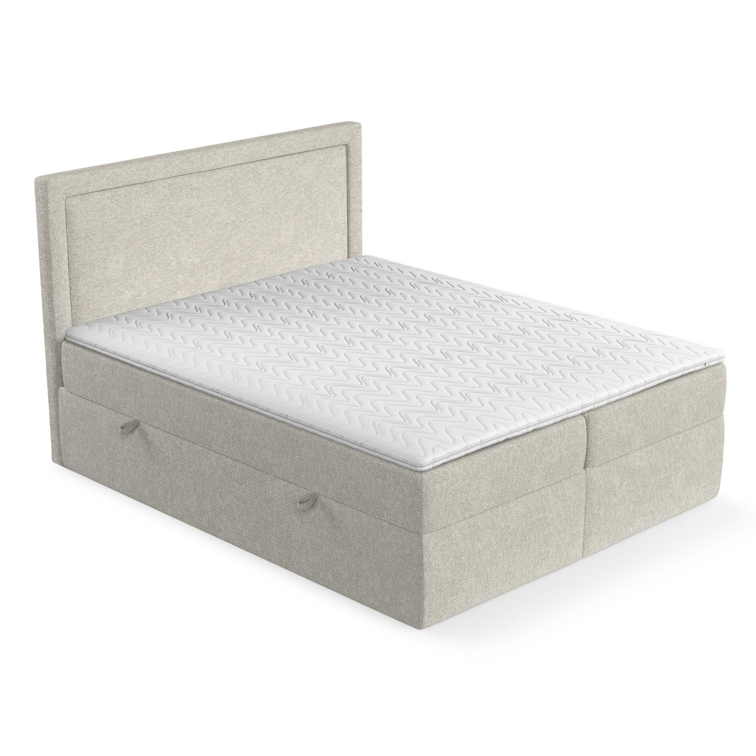 BOXBETT Tribeca Beige Grau 160/200 cm mit Bonellmatratze und Topper - Beige/Schwarz, Holz/Holzwerkstoff (160/200cm) - Maison de Reve
