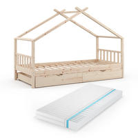 HAUSBETT Design Naturholz 90x200 cm mit Gästebett und Matratze - Naturfarben, Holz (90/200cm) - VitaliSpa