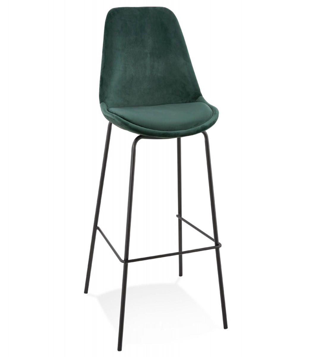 BARHOCKER Samt Sitz mit Metallgestell SPARK, Grün-Schwarz 45x49x115 cm - Schwarz/Grün, Textil/Metall (45/115/49cm) - KADIMA DESIGN