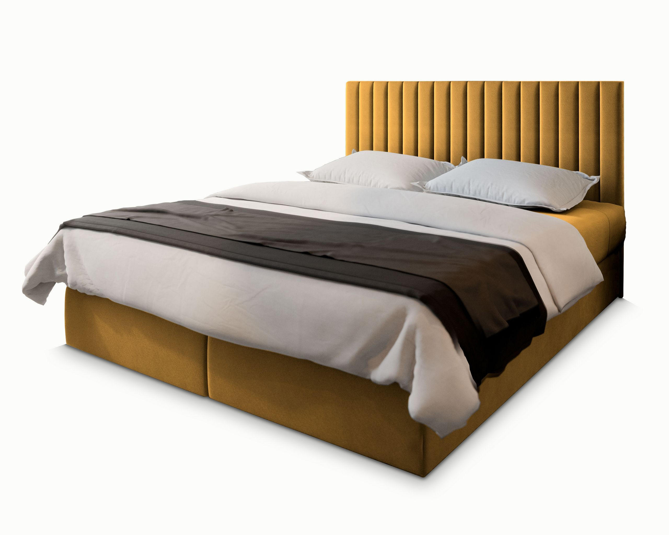 BOXBETT BRESEL 180x200 cm mit Matratze und Topper - Gelb - Gelb, Holz (180/200cm) - MASSENO