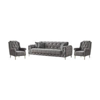 SITZGARNITUR Acelya, Grau Stellvariante 3+1+1 - Grau, Holzwerkstoff/Kunststoff (245/80/100cm)