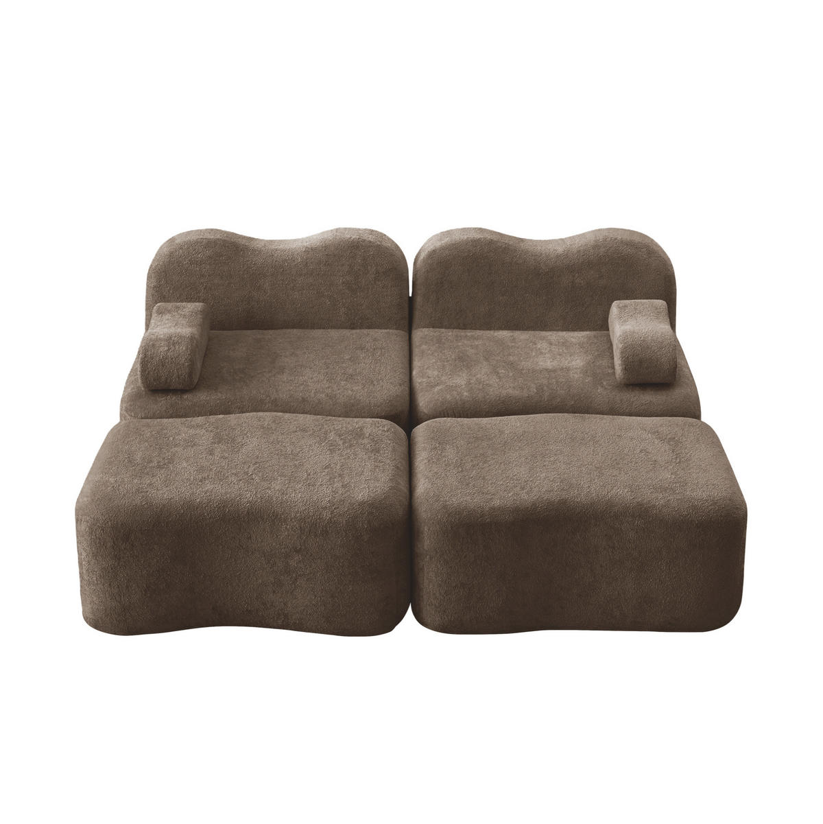 SOFA modular mit Hocker Samt Braun - Braun, Holzwerkstoff (167/70/192cm) - Meubliv