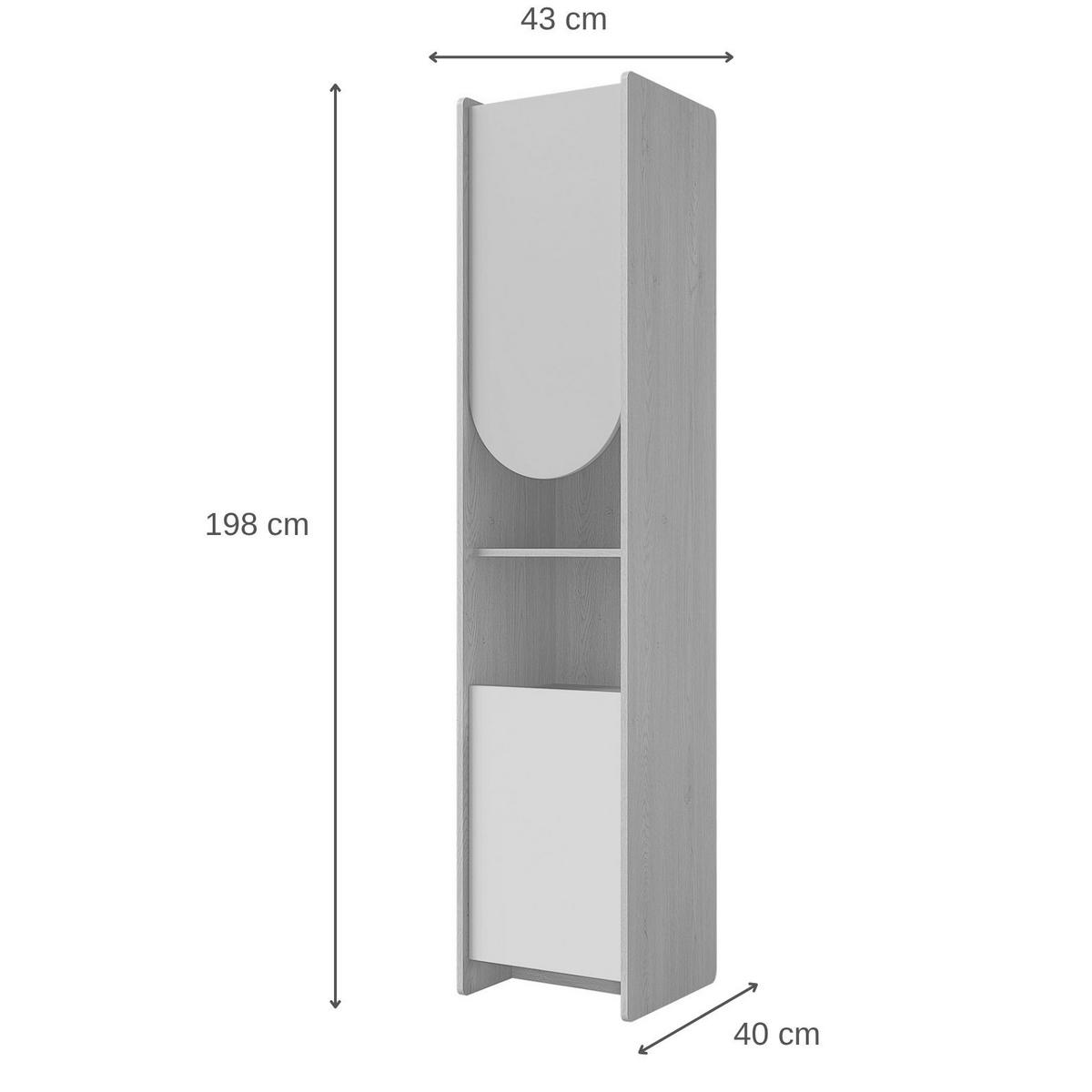 BÜCHERREGAL Lena mit 2 Türen und offenen Fächern, 43 cm, für Jugendliche, Eiche Cremona/Macadamia/Puderrosa, Rechts - Eichefarben/Beige, Holzwerkstoff (43/198/40cm) - Beautysofa