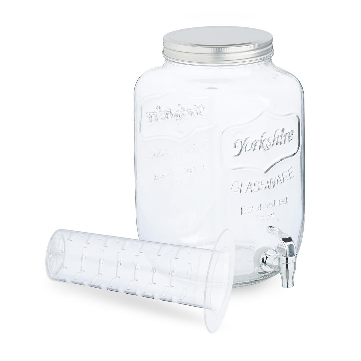 GETRÄNKESPENDER - Transparent, Glas/Kunststoff (8L) - Relaxdays