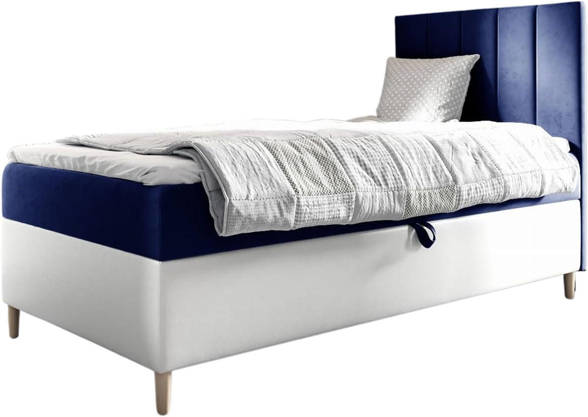 KINDERBETT MAYA 1 - Dunkelblau/Weiß, Holzwerkstoff (82/208cm) - Meblini