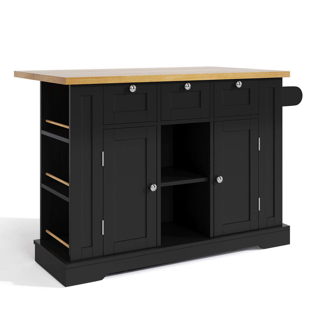 KÜCHENINSEL Schwarz-Natur 132/70/87 cm - Naturfarben, Holzwerkstoff (132/87/70cm) - PANGIVO