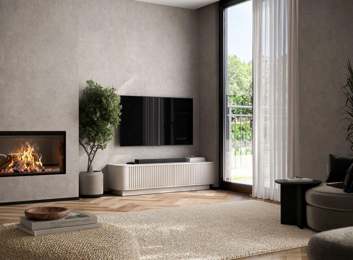 TV stolek Aurora kašmírový matný 140 cm s podstavcem - kašmírová, kompozitní dřevo (140/37/35cm) - Meble Lindner