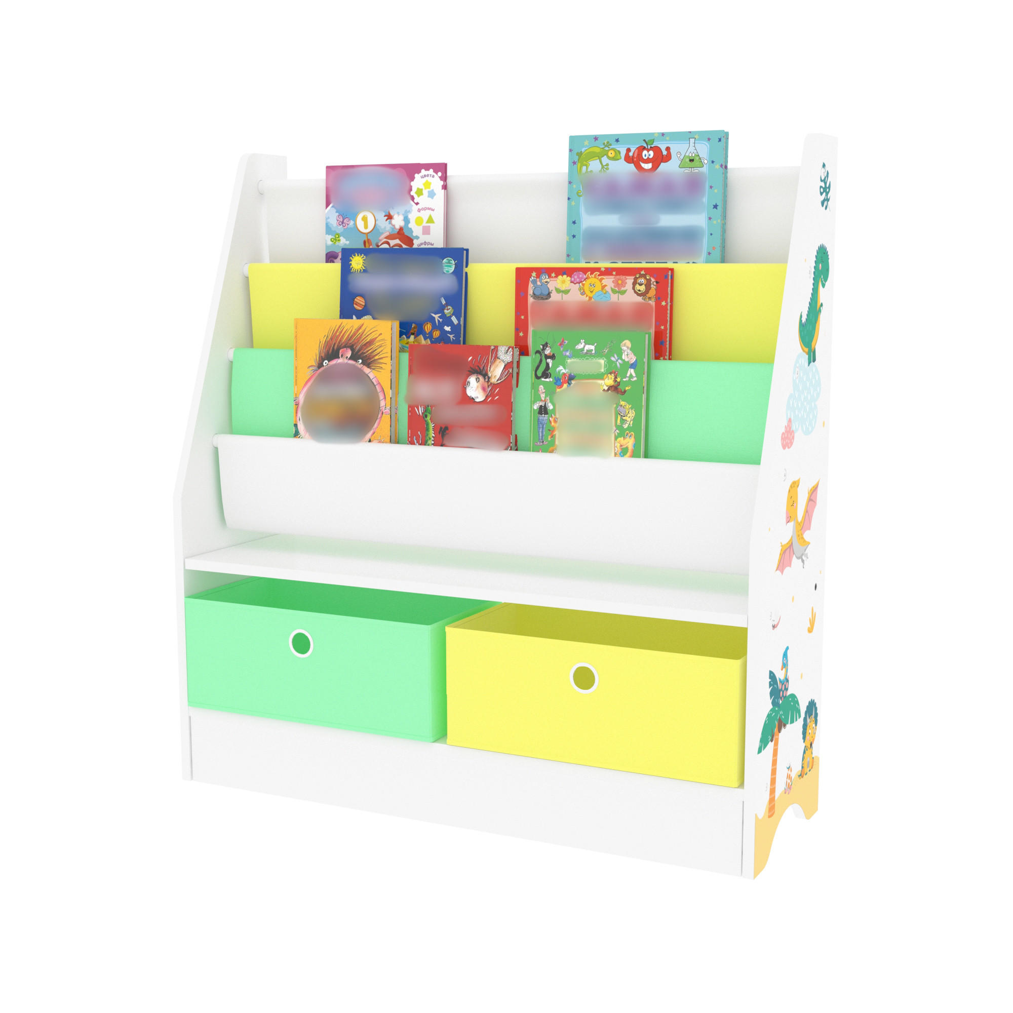 KINDERREGAL Neda - Gelb/Weiß, Holzwerkstoff/Textil (71/74/23cm) - [en.casa]