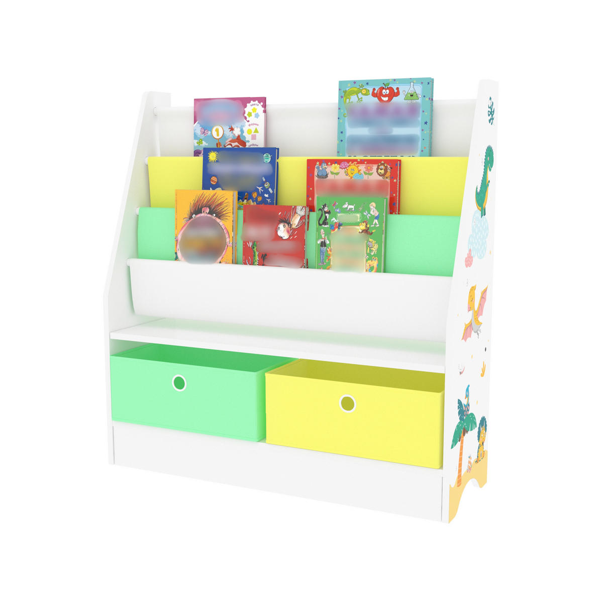 KINDERREGAL Neda - Gelb/Weiß, Holzwerkstoff/Textil (71/74/23cm) - [en.casa]