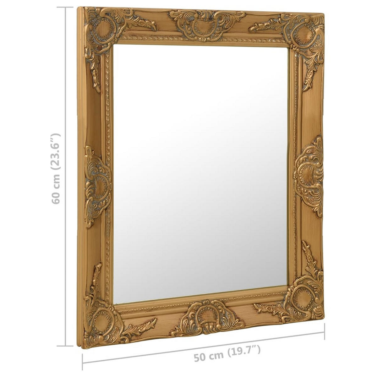 WANDSPIEGEL Im Barock-Stil 50/60 Cm Golden - Goldfarben, Holz (60/3/50cm) - vidaXL