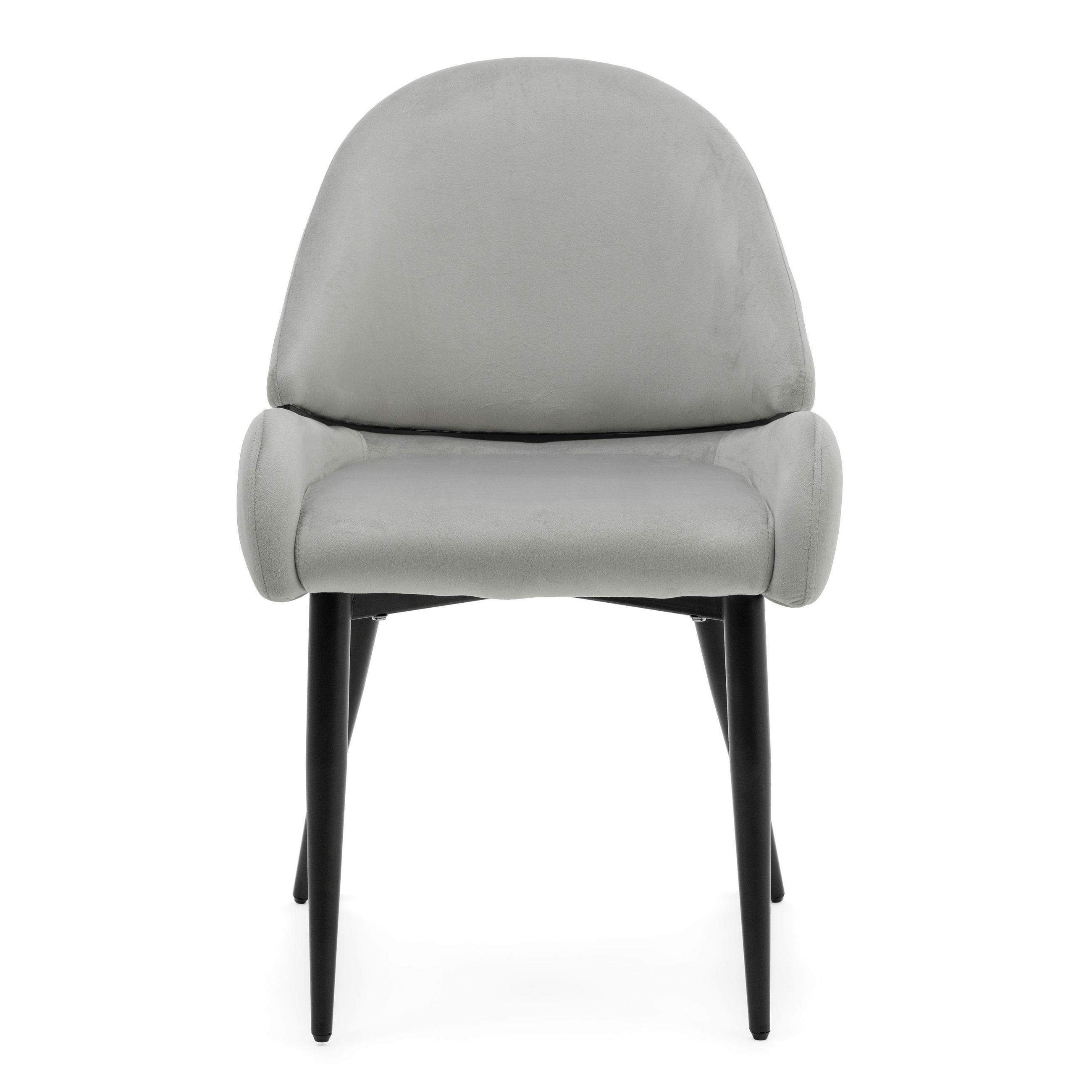 STUHL BERGAMO gepolsterter mit Steppung - hellgrau - Samt Velour - Hellgrau/Schwarz, Textil/Metall (56/91/61cm) - NEW HOME