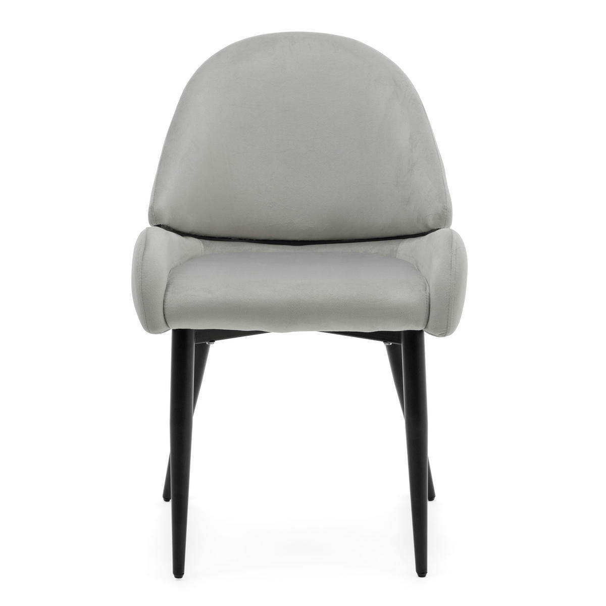 STUHL BERGAMO gepolsterter mit Steppung - hellgrau - Samt Velour - Hellgrau/Schwarz, Textil/Metall (56/91/61cm) - NEW HOME