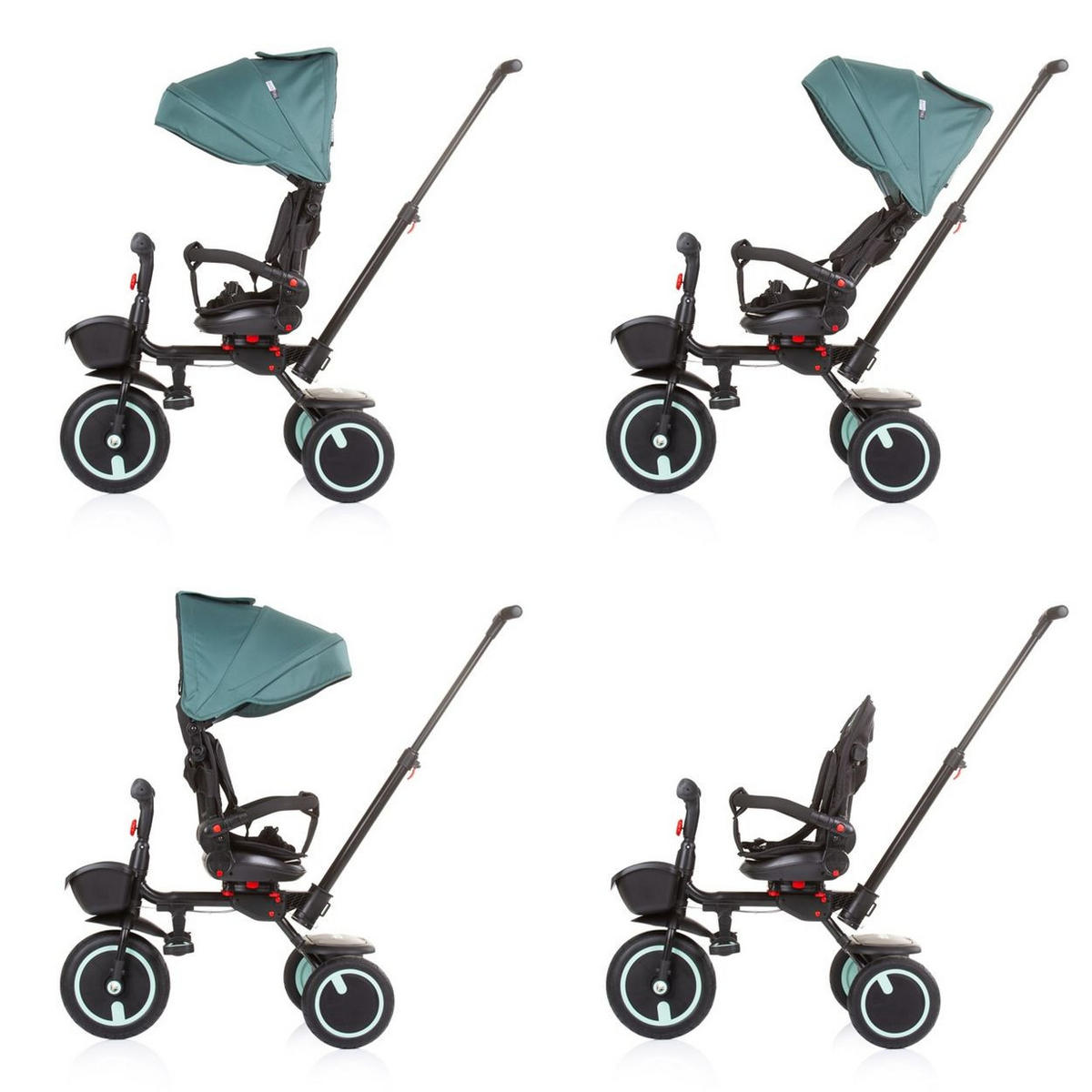 DREIRAD Quick Fold 2 in 1 grün faltbar, Sitz umkehrbar, PU-Räder, bis 25 kg - Grün, Metall (102/51/98cm) - Chipolino