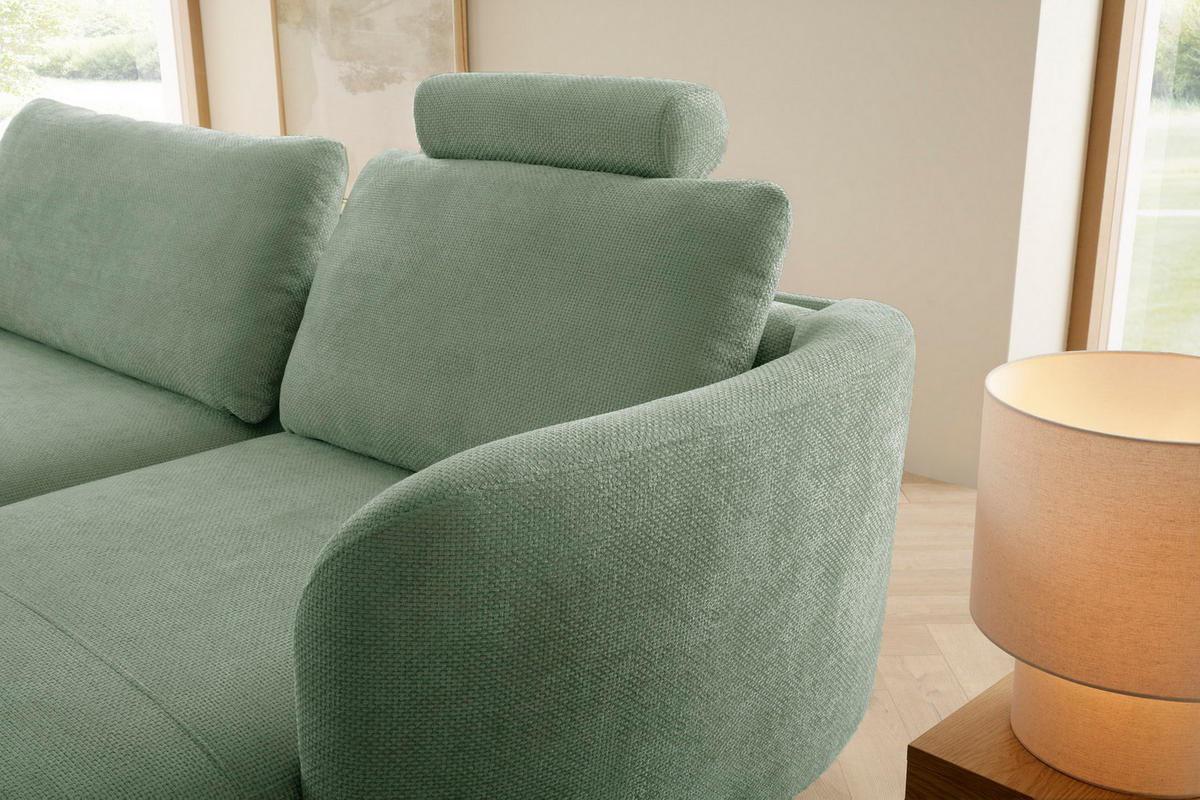 ECKSOFA auf Füßen Kendra 260 cm mit Schlaffunktion, Rechts, Grün - Grün, Holz (180/260cm) - Emporius