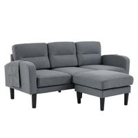 ECKSOFA mit Chaiselongue und Seitentasche für flexible Nutzung - Grau, Textil (204/136cm) - EVRYAE